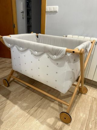 vestiduras cuna blancas topos rosa