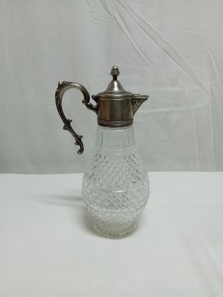 Jarra antigua Plata y Cristal Italiano