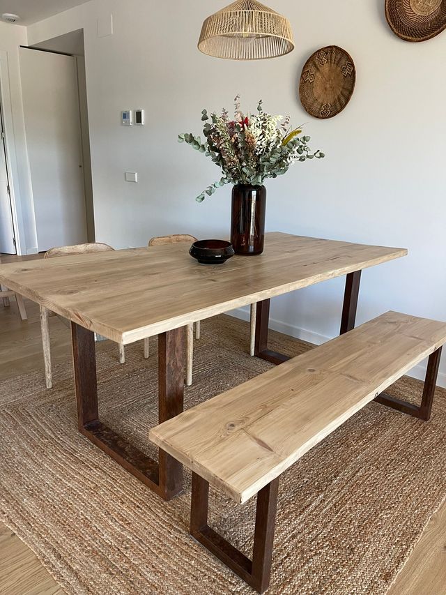 Mesa a medida madera maciza y patas oxidadas