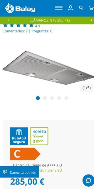 Campana Balay ref 3BF276NX gris