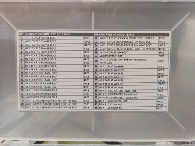 Tornillería moto enduro motocross 193 piezas