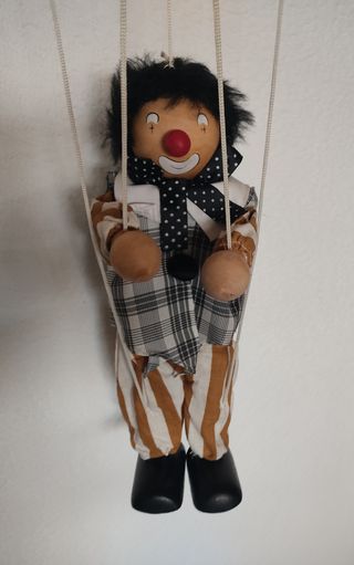 Antigua Marioneta Payaso de madera