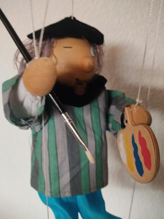 Antigua Marioneta Pintor de madera