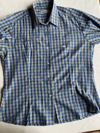 Camisa cuadris azul-naranja