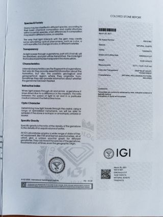 Tanzanita NATURAL 10'87ct azul profundo