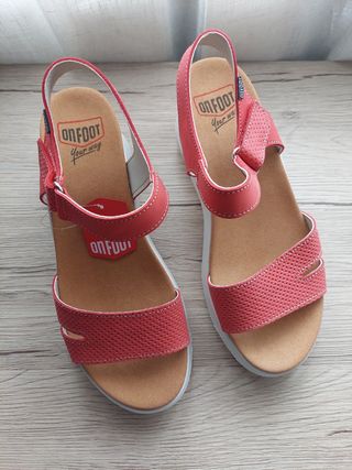 sandalia piel rojo talla 38 on foot 