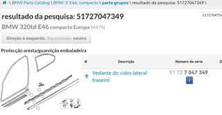 Junta cristal BMW Compact E46 solo Izquierda