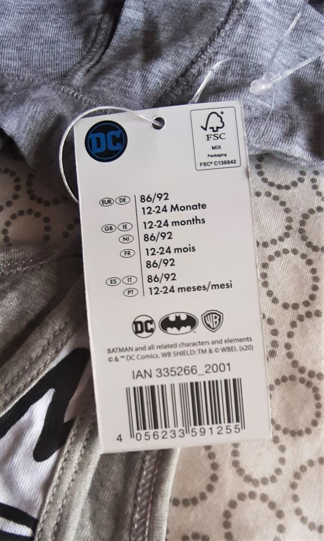 Intimo Bambino 12-24 mesi 2pz Batman *NUOVO Cotone