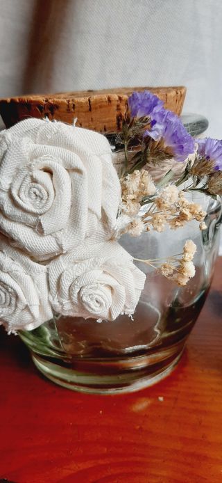 2 botes de cristal decorados tapa corcho
