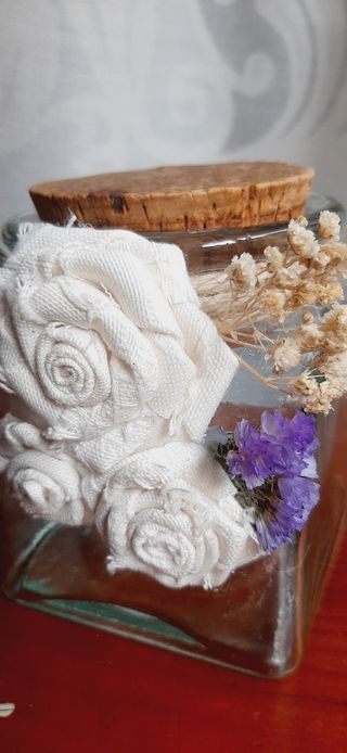 2 botes de cristal decorados tapa corcho