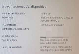 Ordenador PC + Monitor Intel G3930 4GB 1Tb