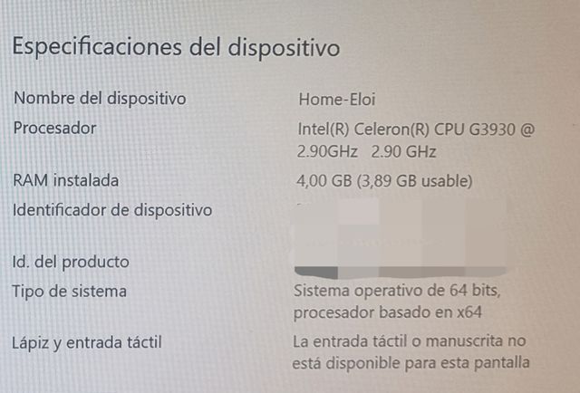 Ordenador PC + Monitor Intel G3930 4GB 1Tb