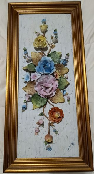 Quadro Ceramica Capodimonte fiori  Tyche