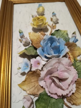 Quadro Ceramica Capodimonte fiori  Tyche