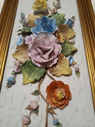 Quadro Ceramica Capodimonte fiori  Tyche