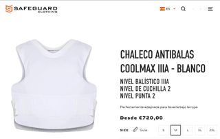 Safeguard Chaleco Antibalas Interior IIIA Kevlar