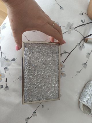 Zapatos plata tacón y plataforma fiesta. Num 35