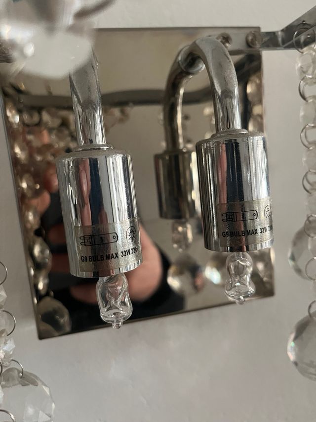 Pareja Apliques cristal cromado plateado