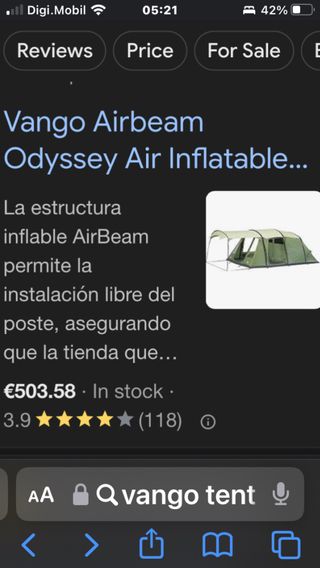 tienda de campaña Vango