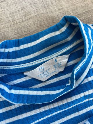 sueter cuello alto azul a rayas