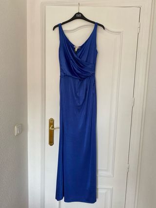 Vestido noche largo azul Klein bodas Nochevieja
