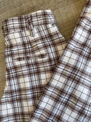 Pantalon vestir chica a cuadros marron hollister