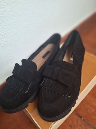 Zapatos mujer negros piel de ante