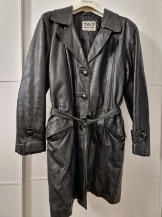 Giacca/cappotto in vera pelle da donna con cintura