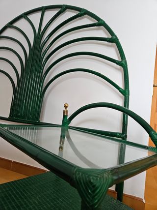 Dormitorio de ratán lacado en verde 
