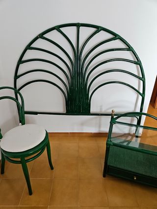 Dormitorio de ratán lacado en verde 