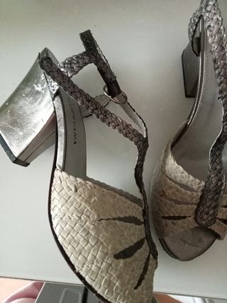 Sandalia mujer Pons Quintana beige plateado 40