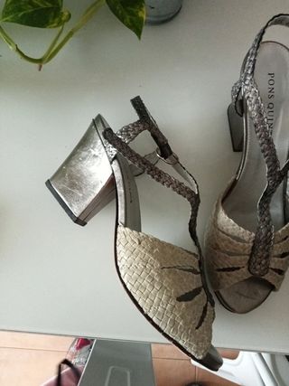 Sandalia mujer Pons Quintana beige plateado 40