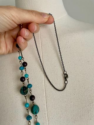 Collar largo étnico color turquesa