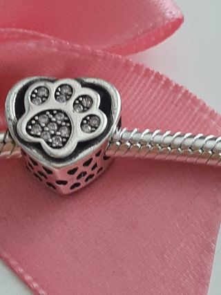 Charm corazon huella en plata S 925.