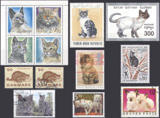 117 SELLOS Y HB TEMA "GATOS", DE TODO EL MUNDO