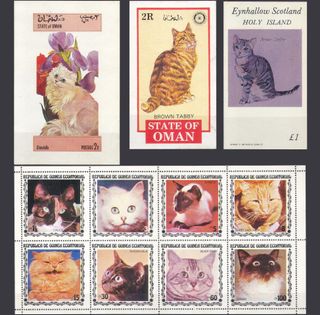 117 SELLOS Y HB TEMA "GATOS", DE TODO EL MUNDO