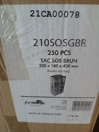 Caja de bolsas americanas grandes 250 unidades