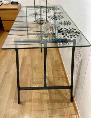 MESA IKEA CRISTAL con CABALLETES