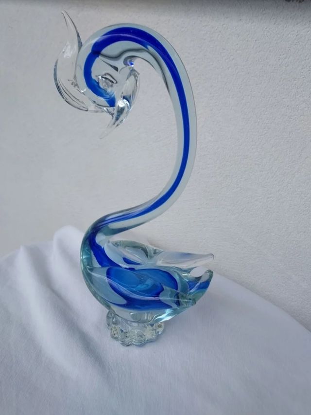 Figura cristal Murano cisne azul vintage