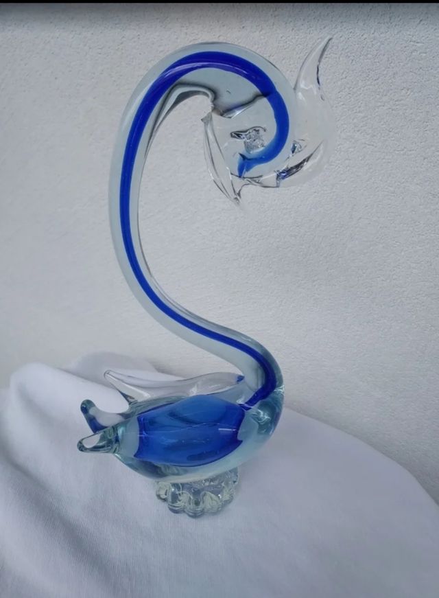 Figura cristal Murano cisne azul vintage