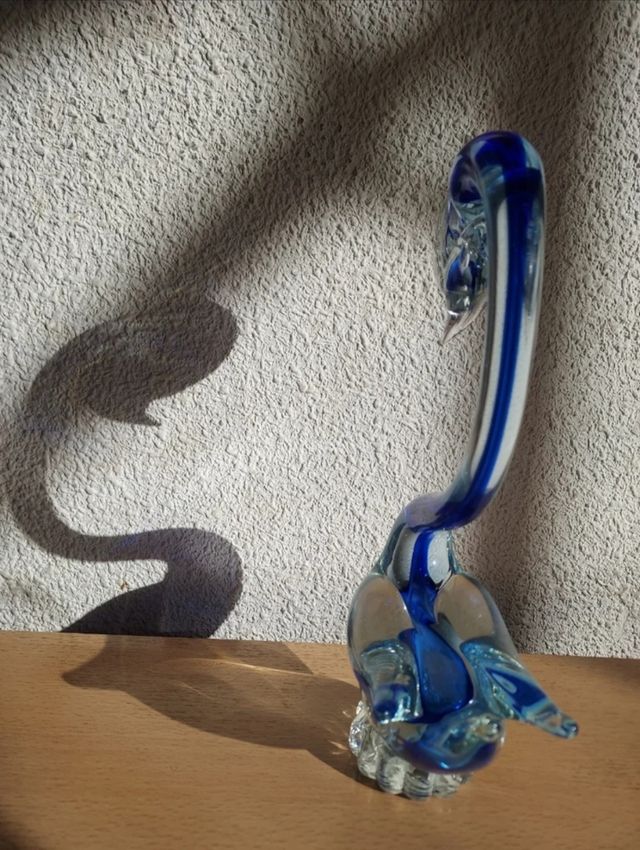 Figura cristal Murano cisne azul vintage