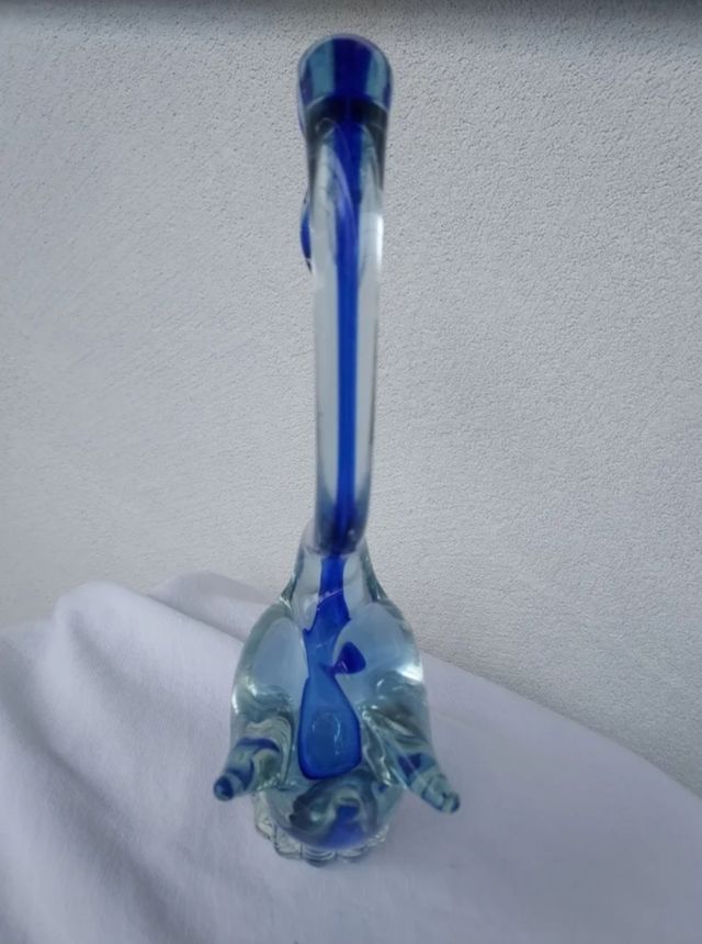 Figura cristal Murano cisne azul vintage