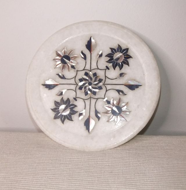 PLATO DE MARMOL CON INCRUSTACIONES INDIA