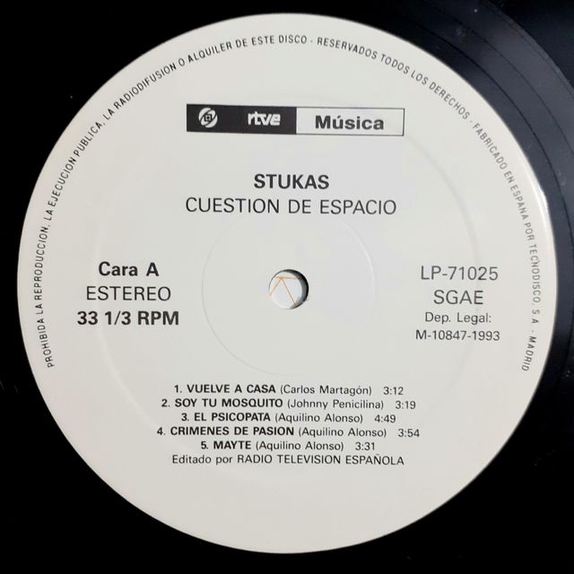 Disco de vinilo de STUKAS "CUESTIÓN DE ESPACIO"