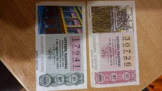 Decimos de lotería antiguos