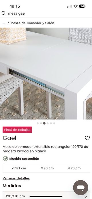 Mesa comedor Banak blanco