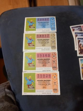 Decimos de lotería antiguo