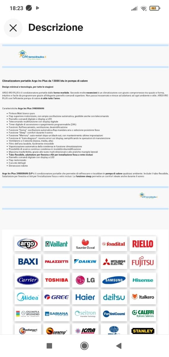 CLIMATIZZATORE  PORTATILE ARGO