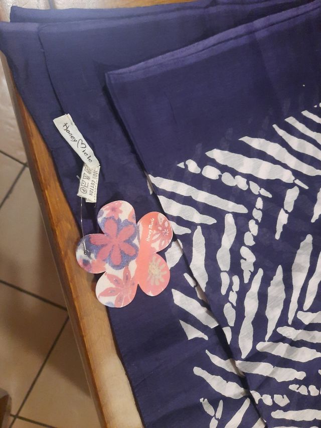 Pareo cotone bianco/viola