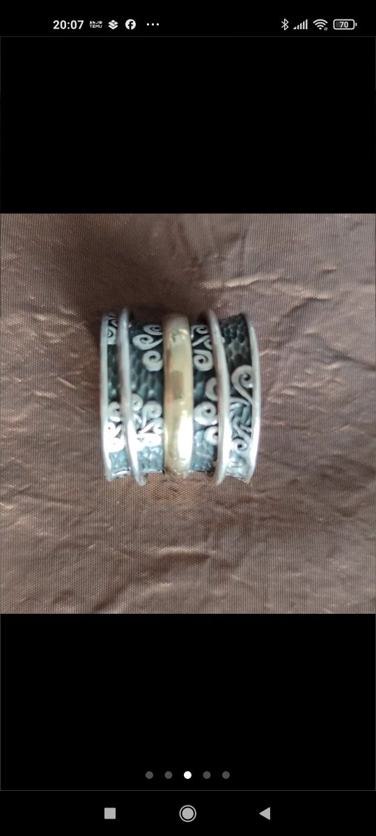 Anillo Bohemme ,ancho 21mm.,oro y plata